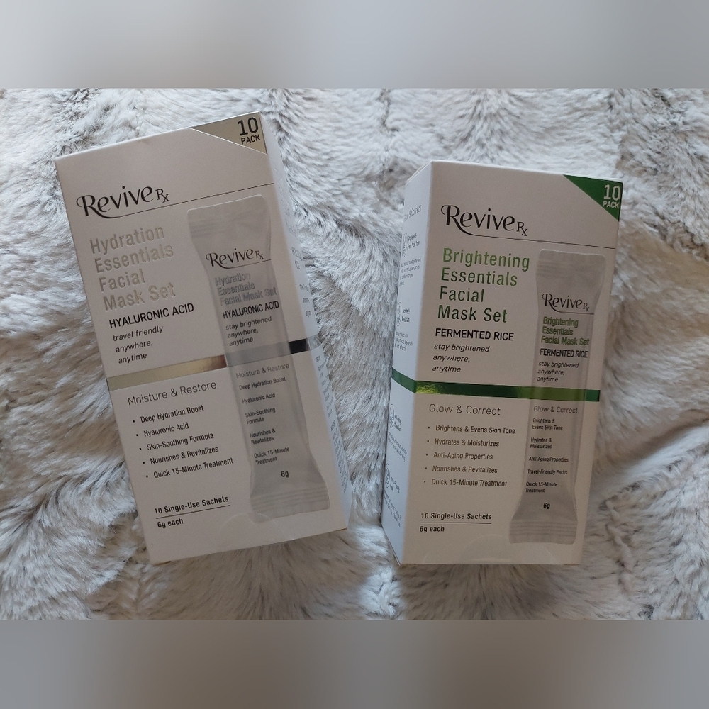 Revive 10 Pk Facial MASK 10Pk Hyaluronic Acid Mask 20 Pc Travel Size